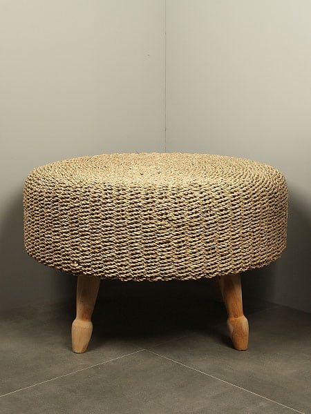 Holzdekoration - Hellbraun - Teakholz - Couchtisch natur, Durchmesser 80 cm – Bild 2