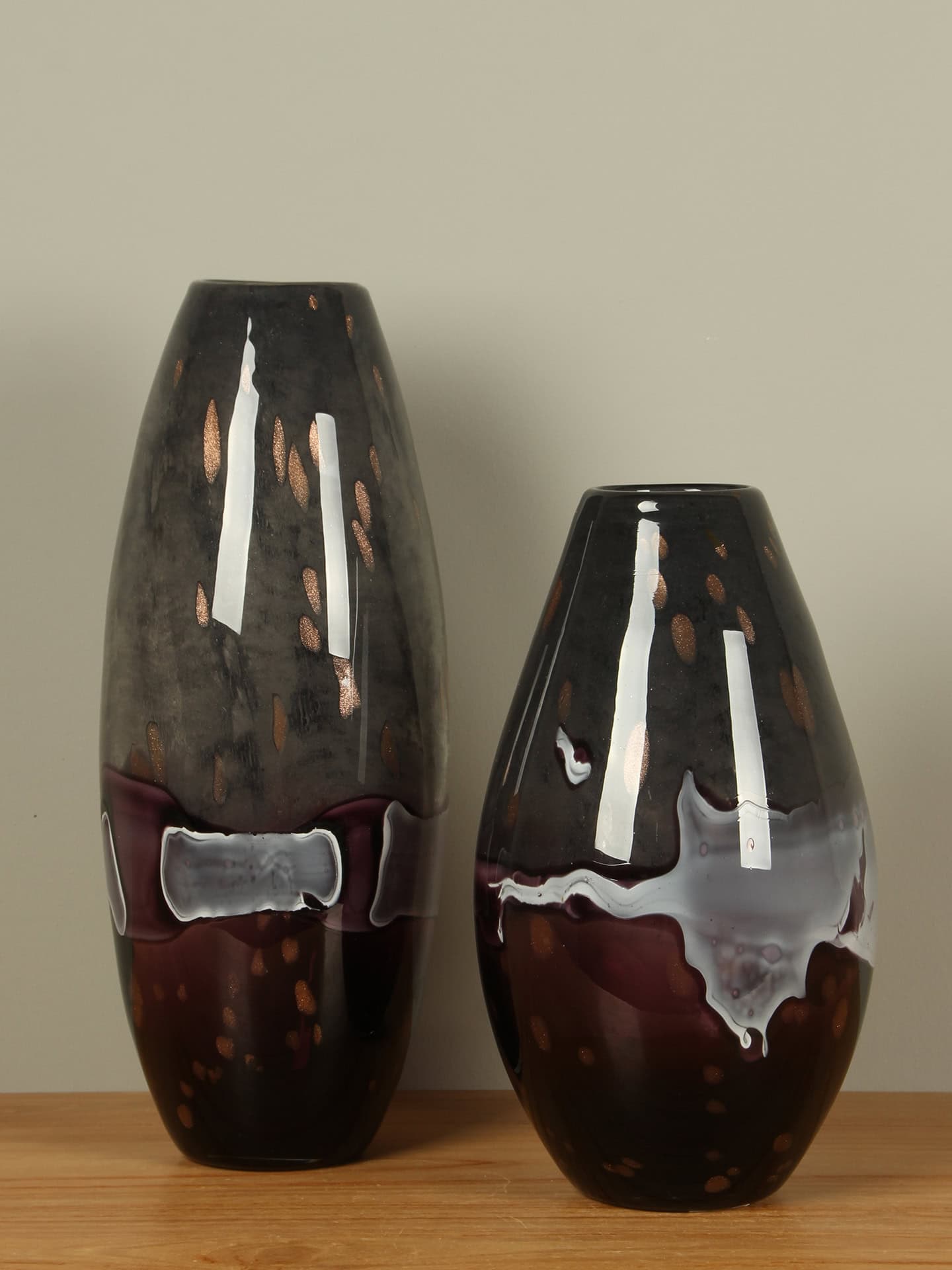 Vase - Lila - Glas - Grau/Lila – Bild 4