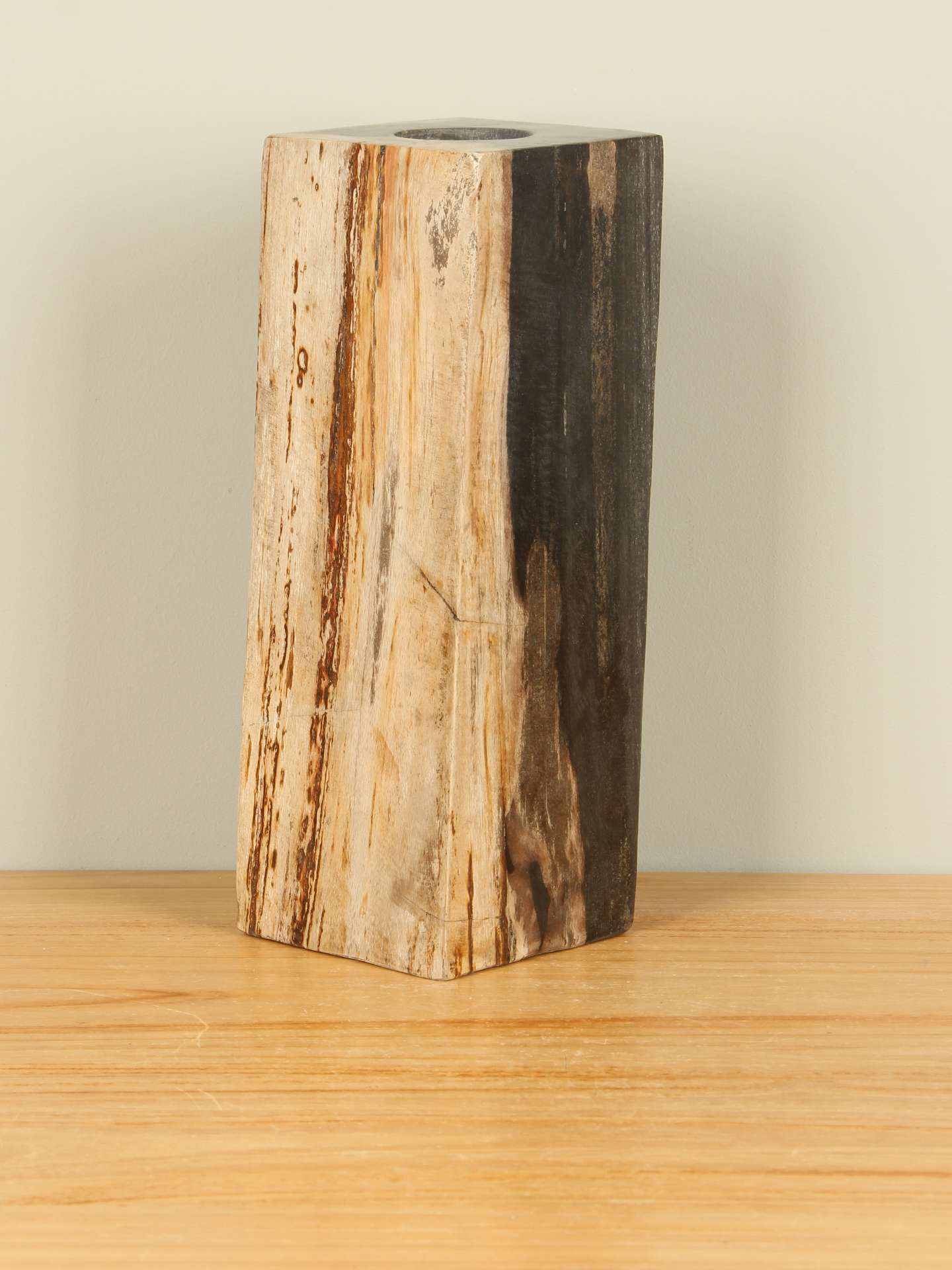 Teelichthalter - Schwarz - Versteinertes Holz - nr. 19 - 25x9x9 cm – Bild 2