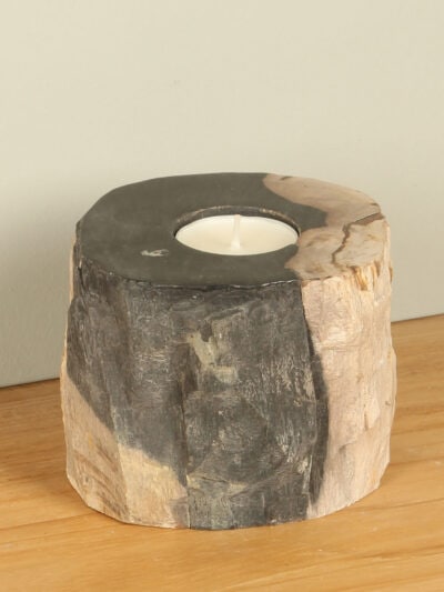 Teelichthalter – Schwarz – Versteinertes Holz – nr. 22