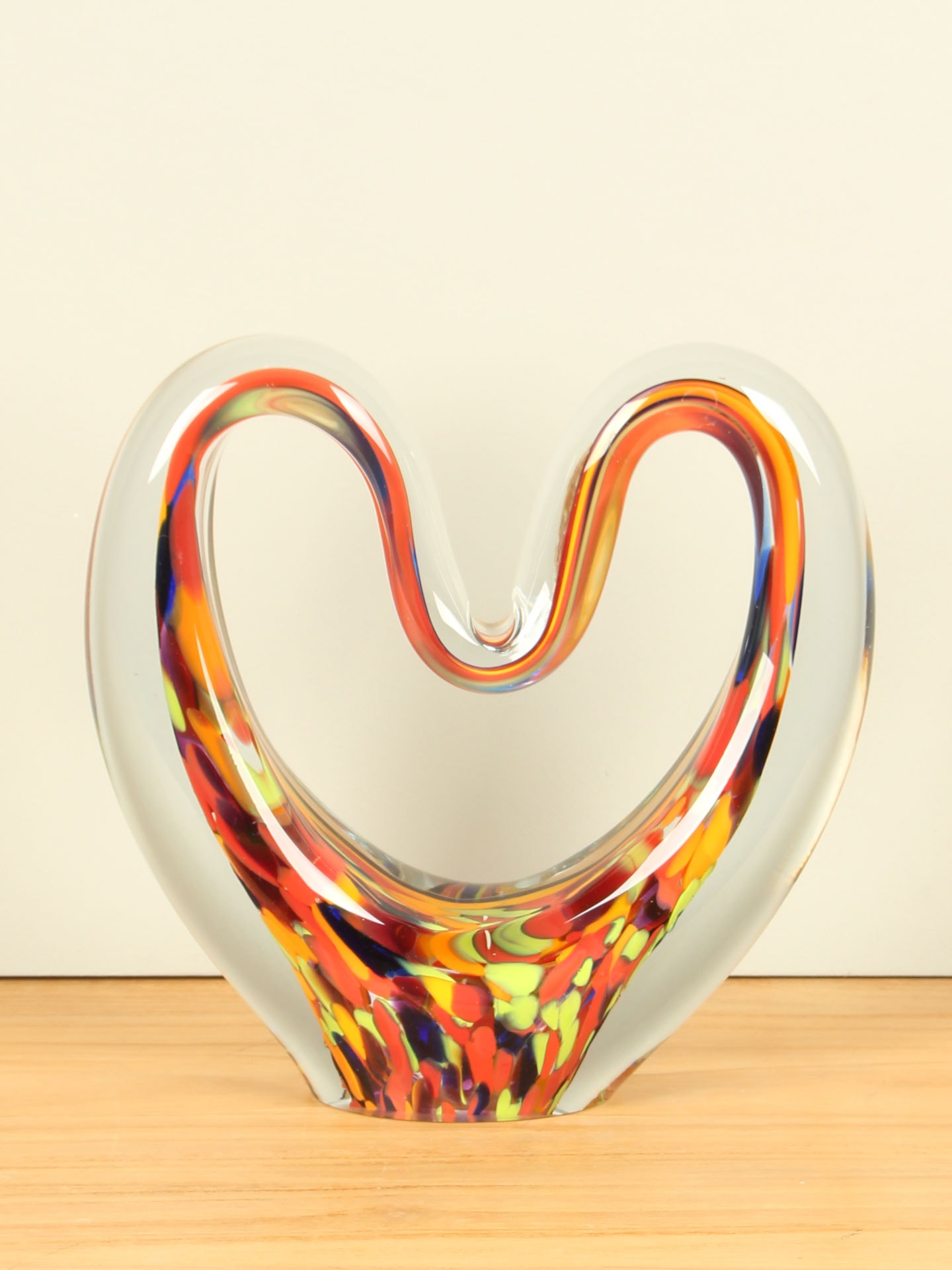 Glasskulptur - Multicolor - Glas - Heart Yellow - 24x23x7 cm